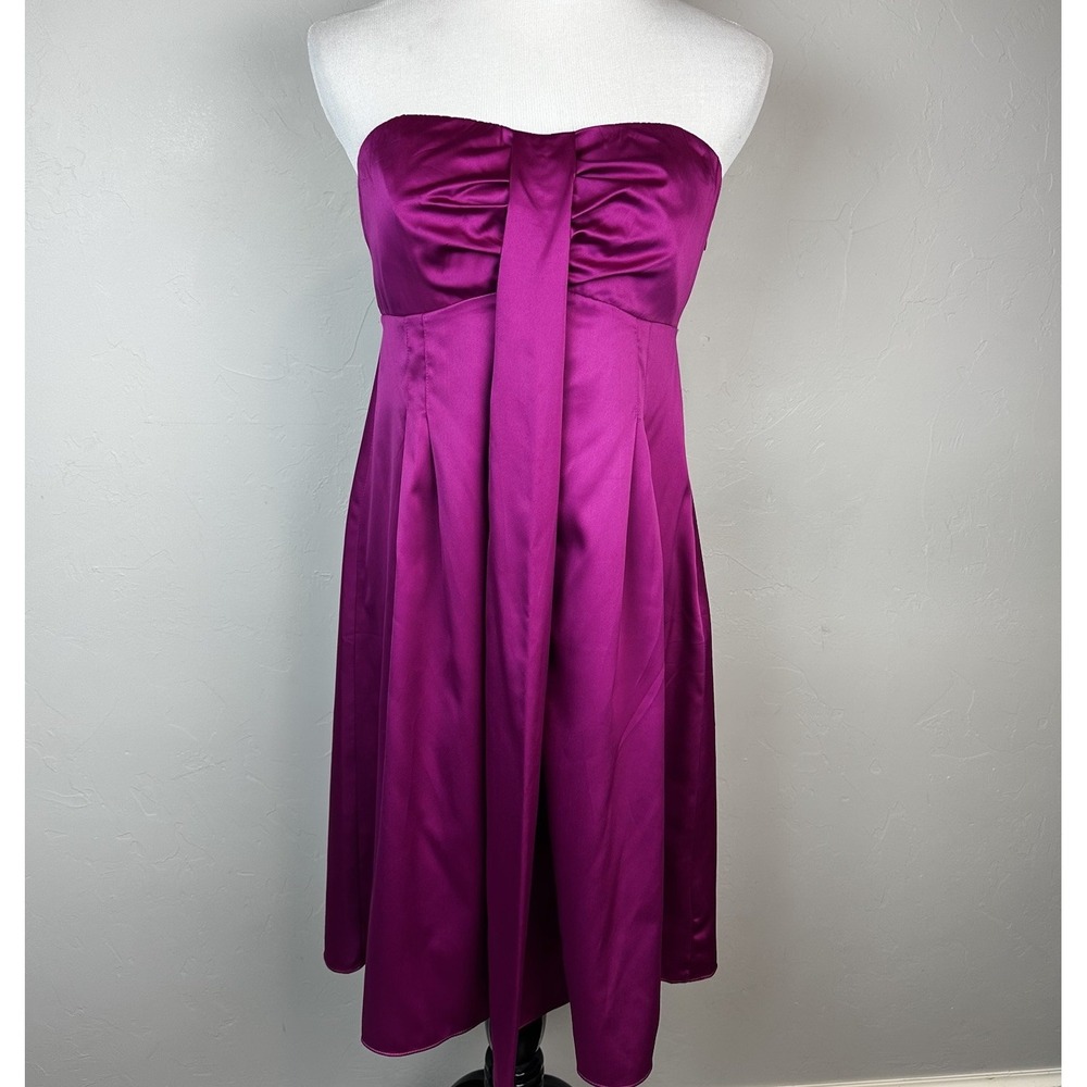 NWT The Limited Strapless Satin Cocktail Dress Size 8 Fuchsia Pink Empire Waist